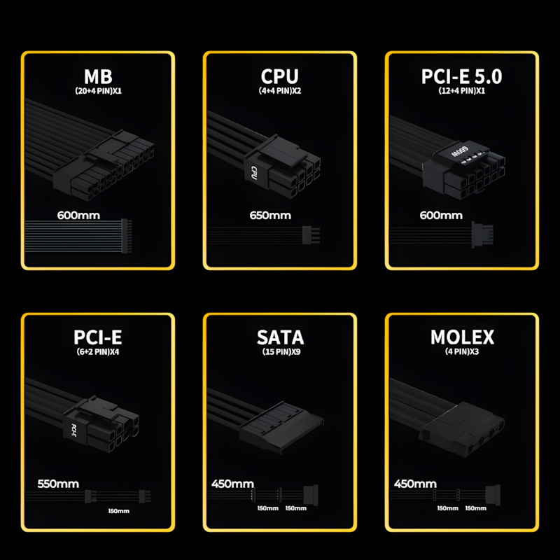 Fuente 1000W BLACK PRO ATX 3.1 PCIE 5.1 GOLD 80 PLUS